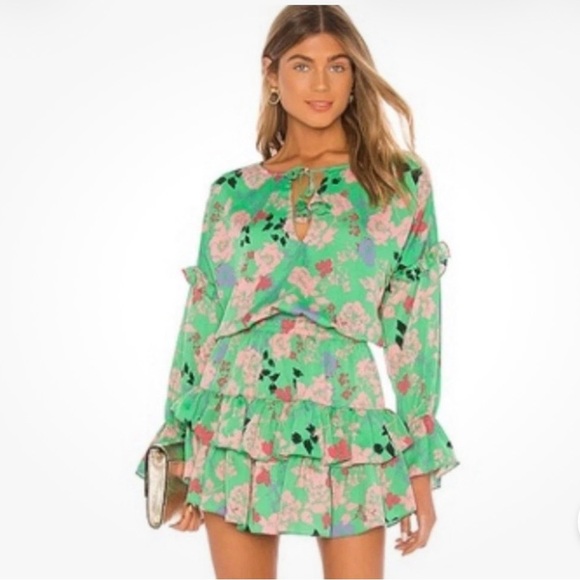 $320 Misa Los Angeles Green Floral Dress - Picture 5 of 11